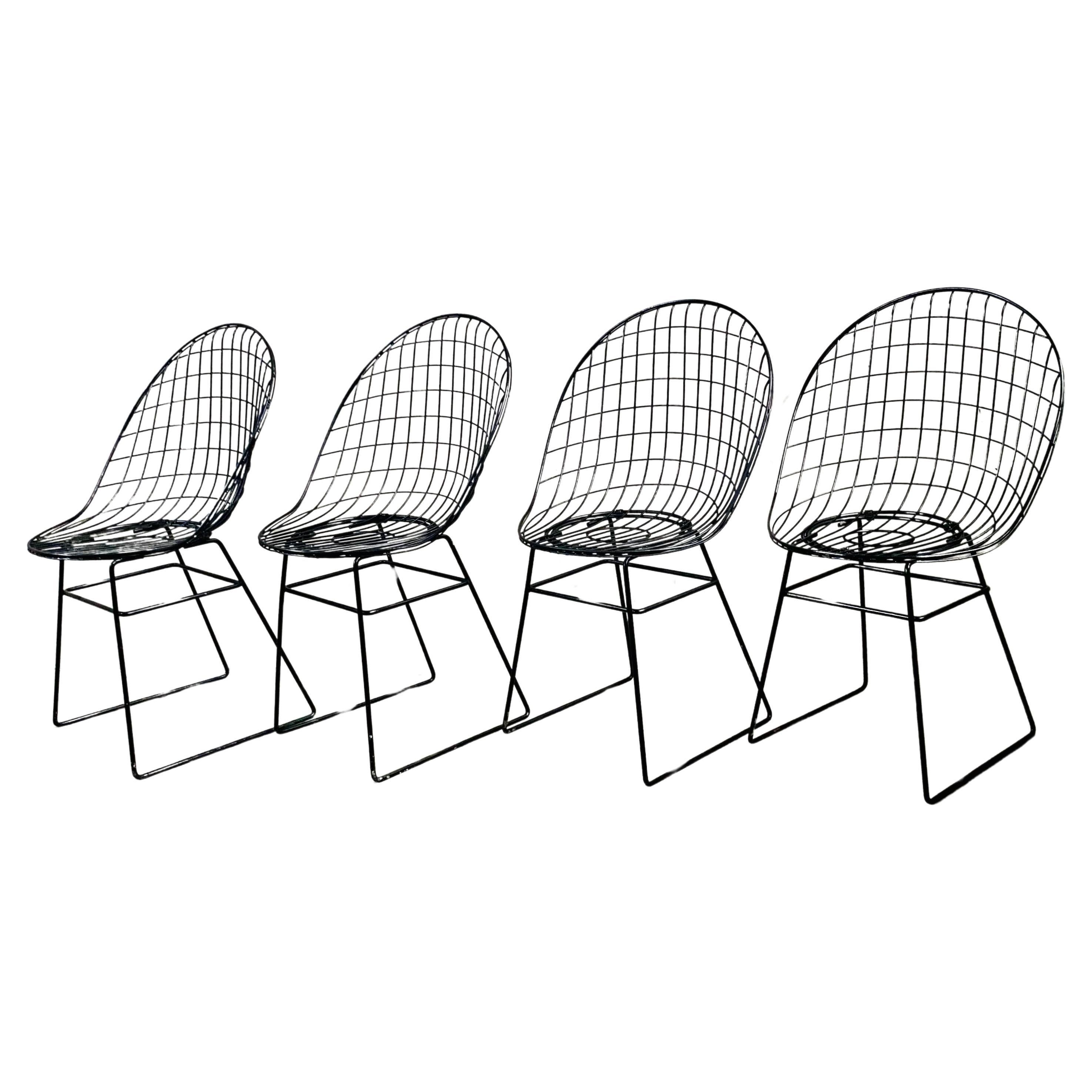 4 chaises en fil métallique de Cees Braakman & A. Dekker pour UMS Pastoe, 1950