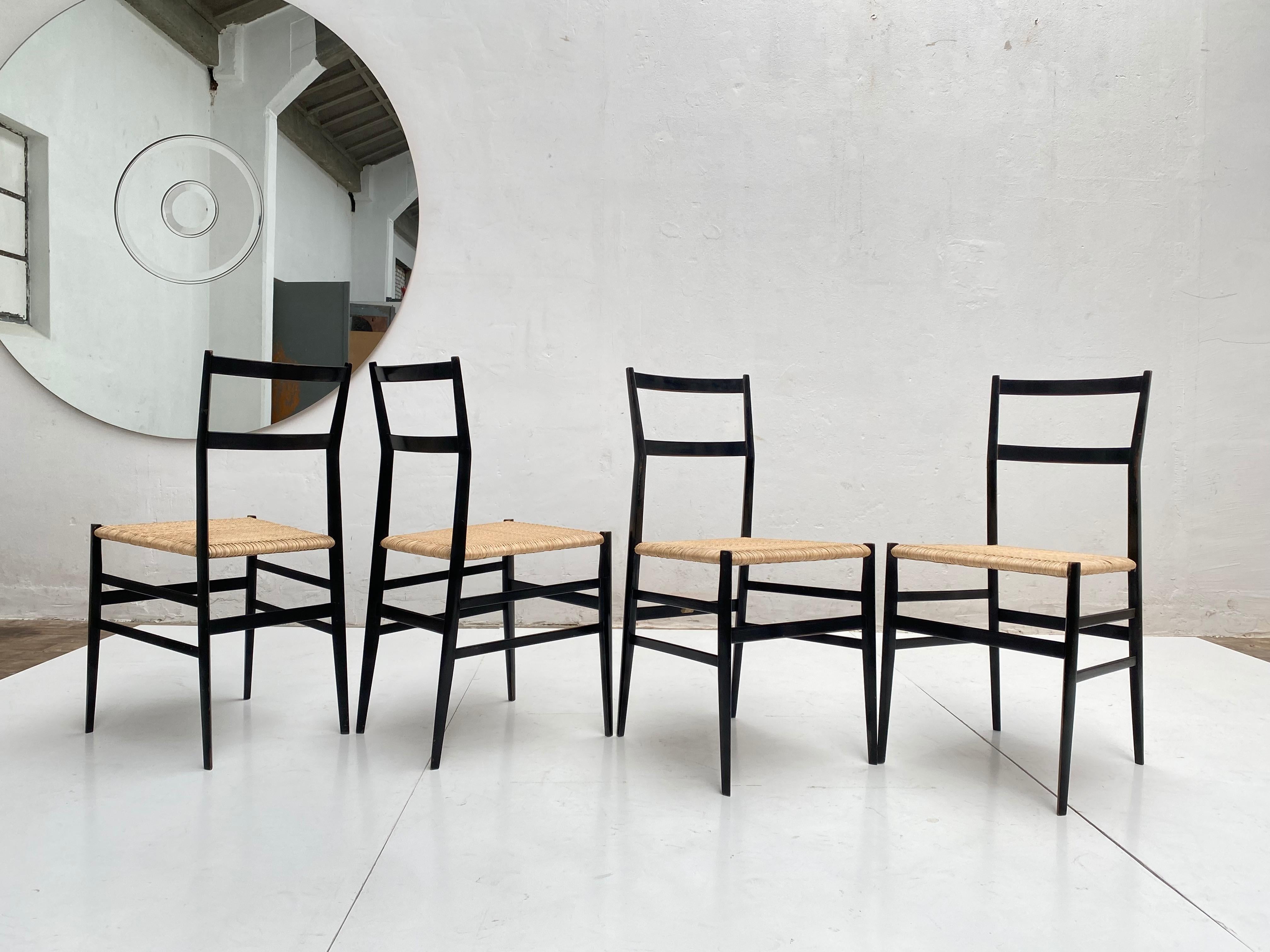 4 Early Superleggera Chairs by Gio Ponti for Cassina Italy 1955 1