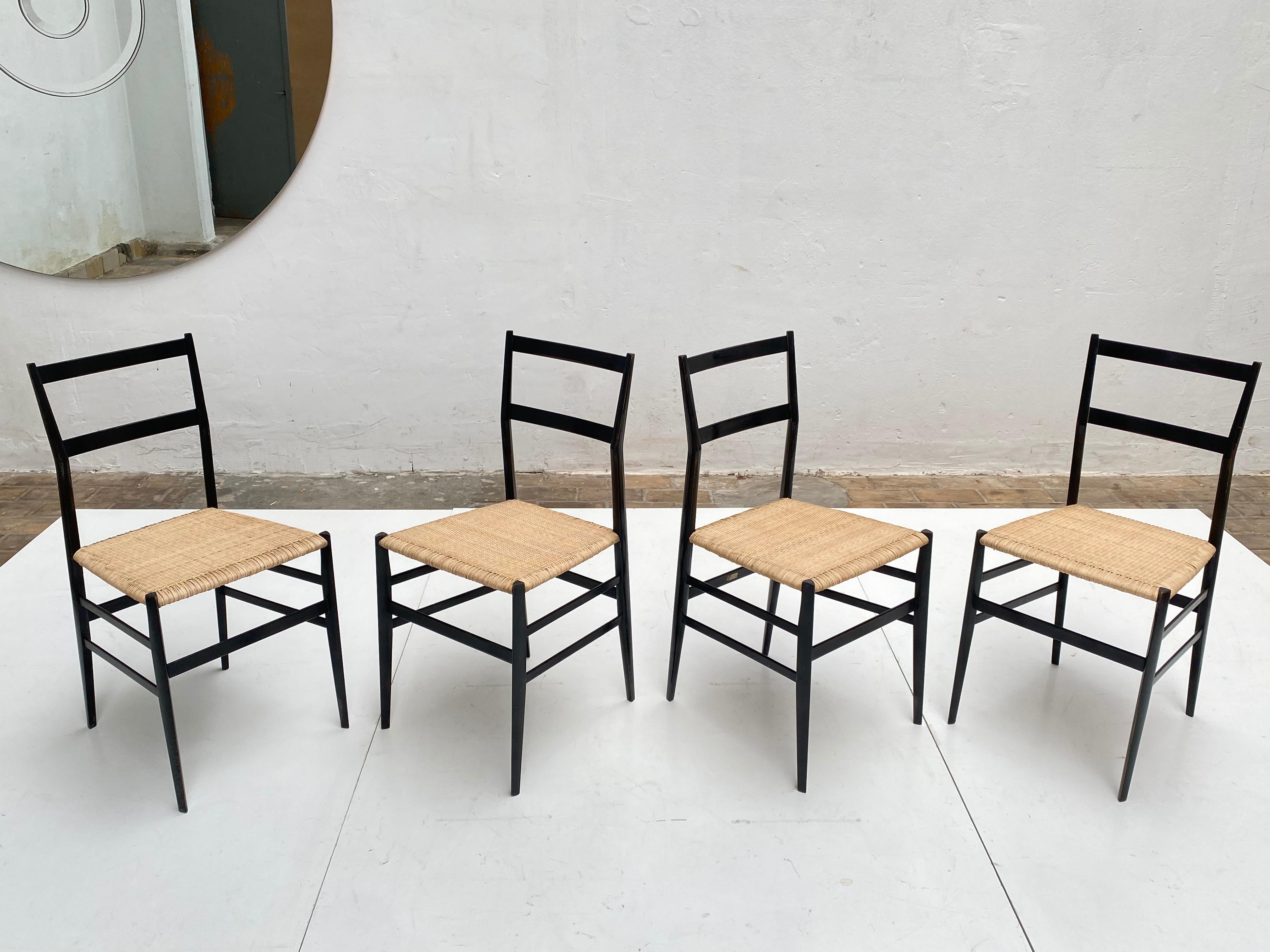 4 Early Superleggera Chairs by Gio Ponti for Cassina Italy 1955 3