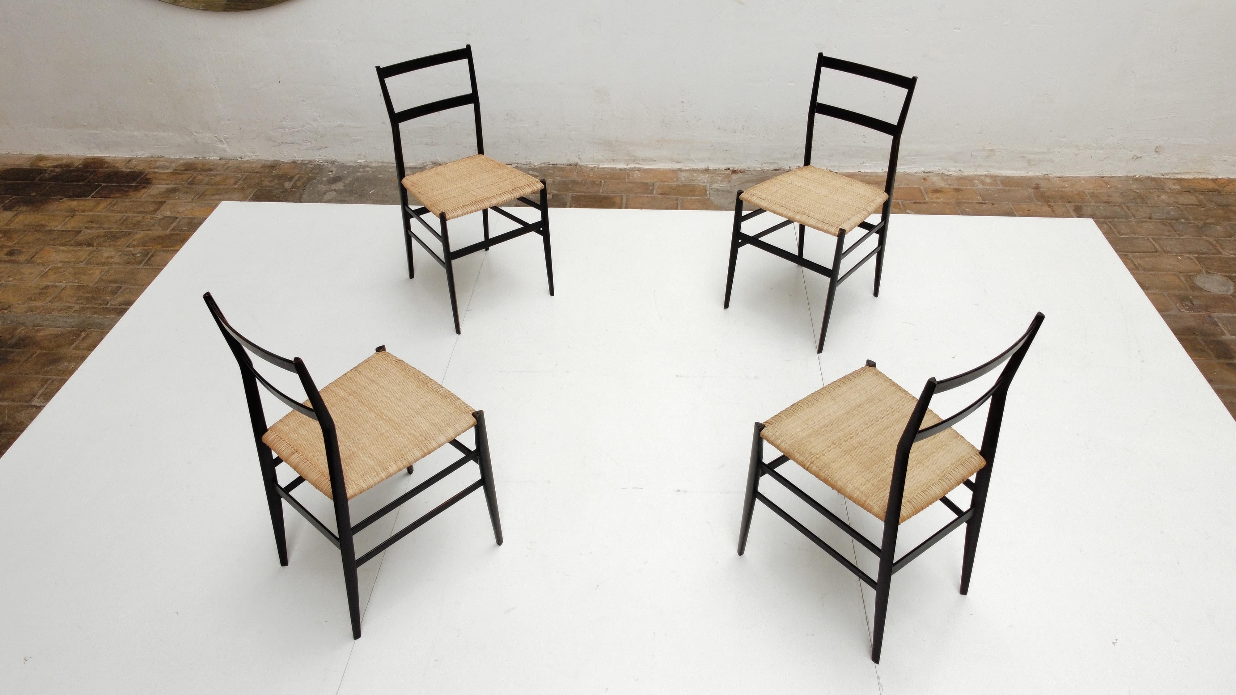 4 Early Superleggera Chairs by Gio Ponti for Cassina Italy 1955 4