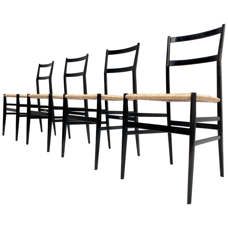 4 Early Superleggera Chairs by Gio Ponti for Cassina Italy 1955 For Sale at  1stDibs