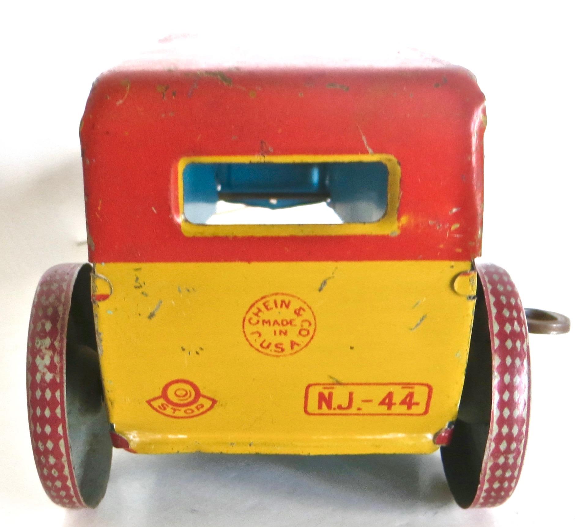 Unknown (4) Early Vintage All Original Toy Cars. Porsche, Limo, Lehman Sedan, Race Car For Sale