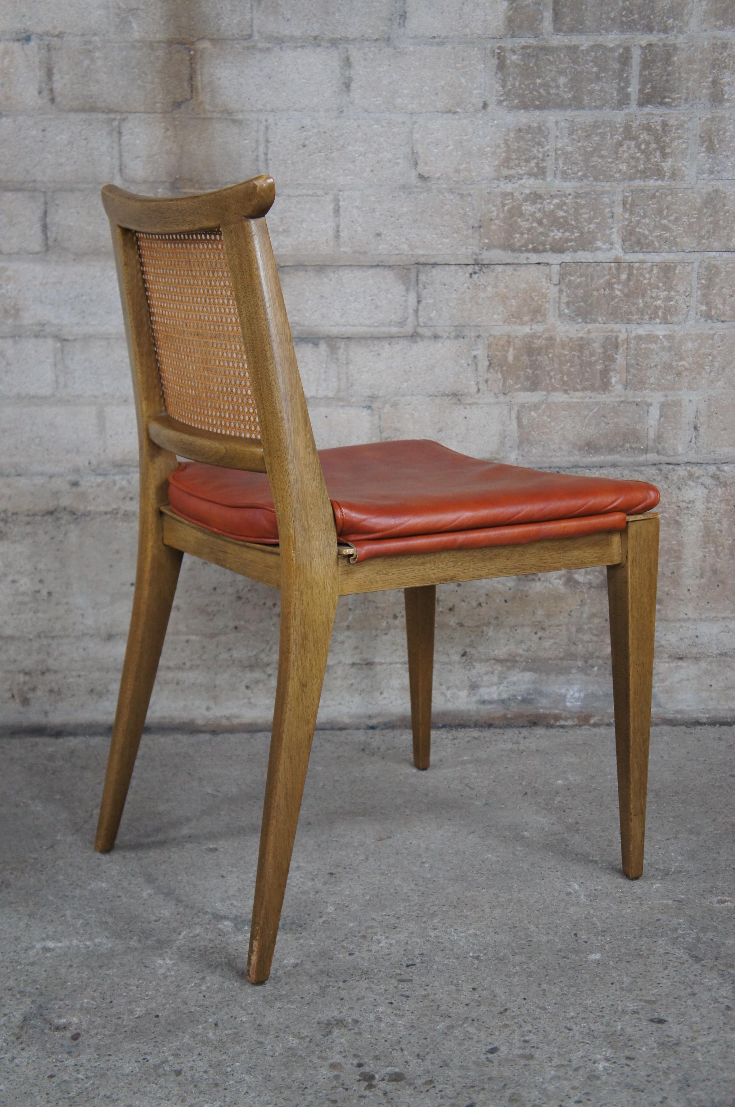 4 Edward Wormley Dunbar Mid Century Modern Mahogany Dining Game Chairs Leather 1