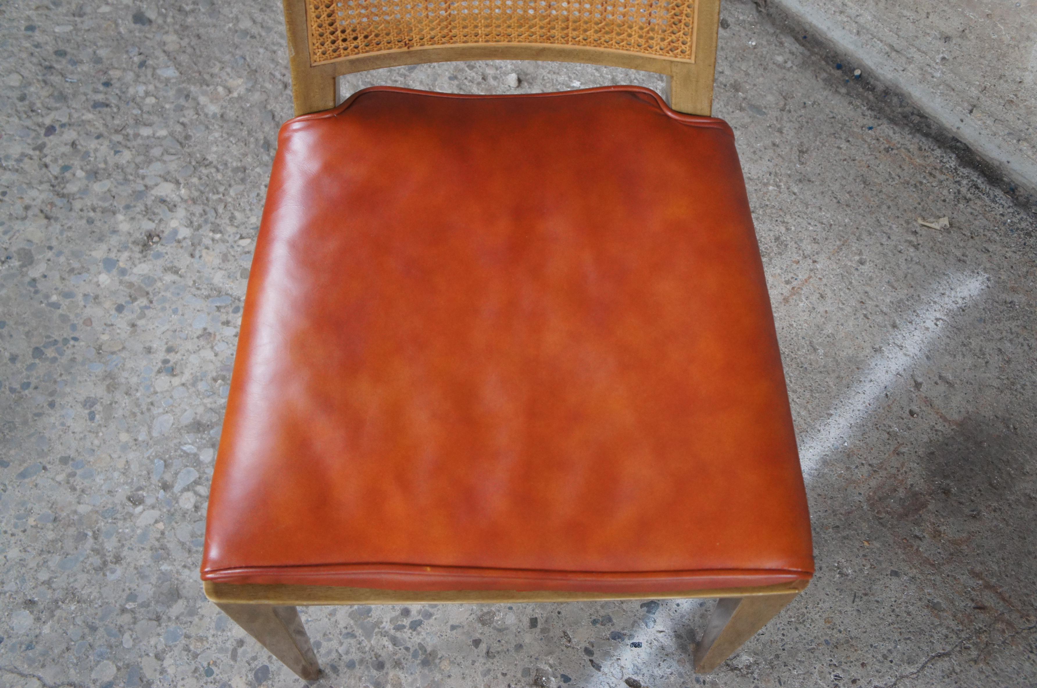 4 Edward Wormley Dunbar Mid Century Modern Mahogany Dining Game Chairs Leather 2