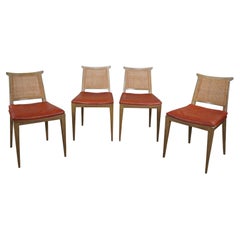 4 Edward Wormley Dunbar Sedie da gioco in mogano moderne del medio secolo Pelle