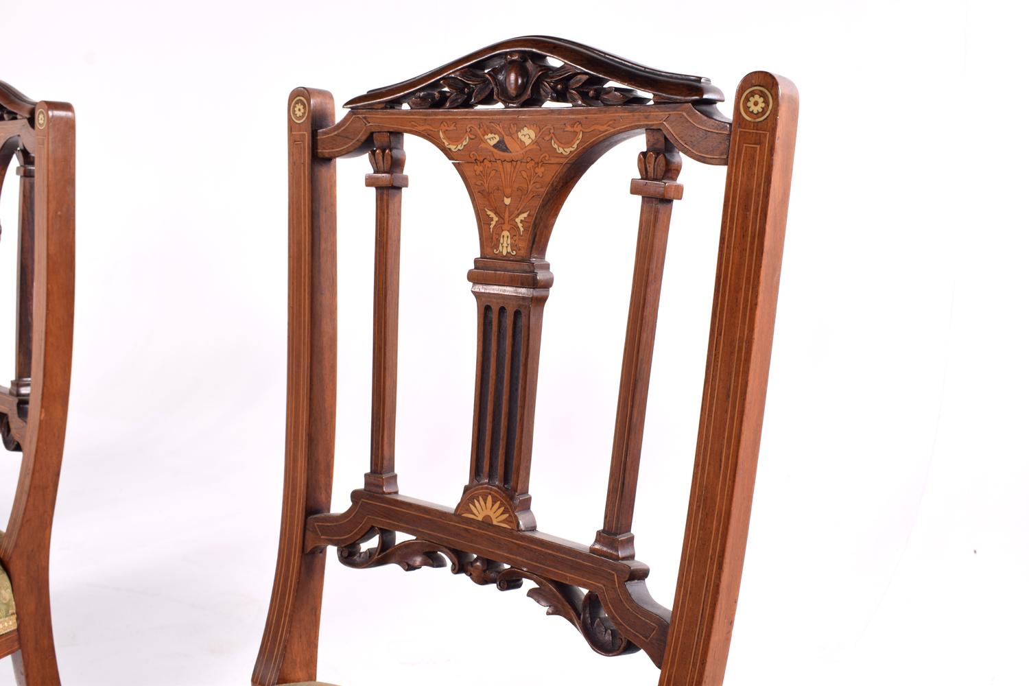 4 Edwardian Rosewood Inlaid Dining Chairs 5