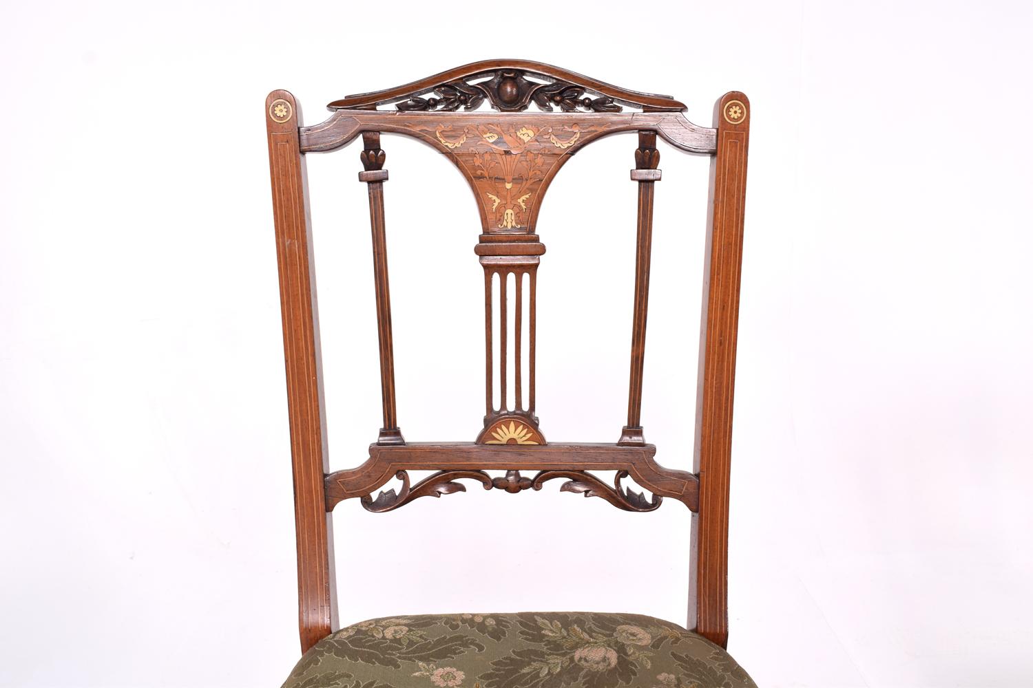 4 Edwardian Rosewood Inlaid Dining Chairs 6