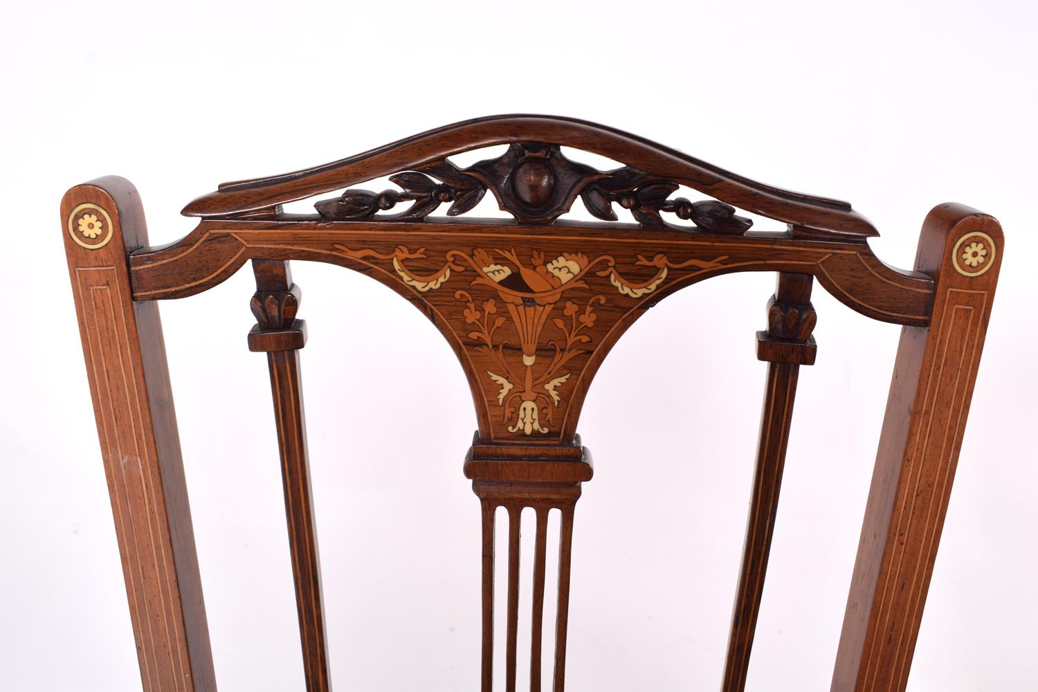 4 Edwardian Rosewood Inlaid Dining Chairs 7