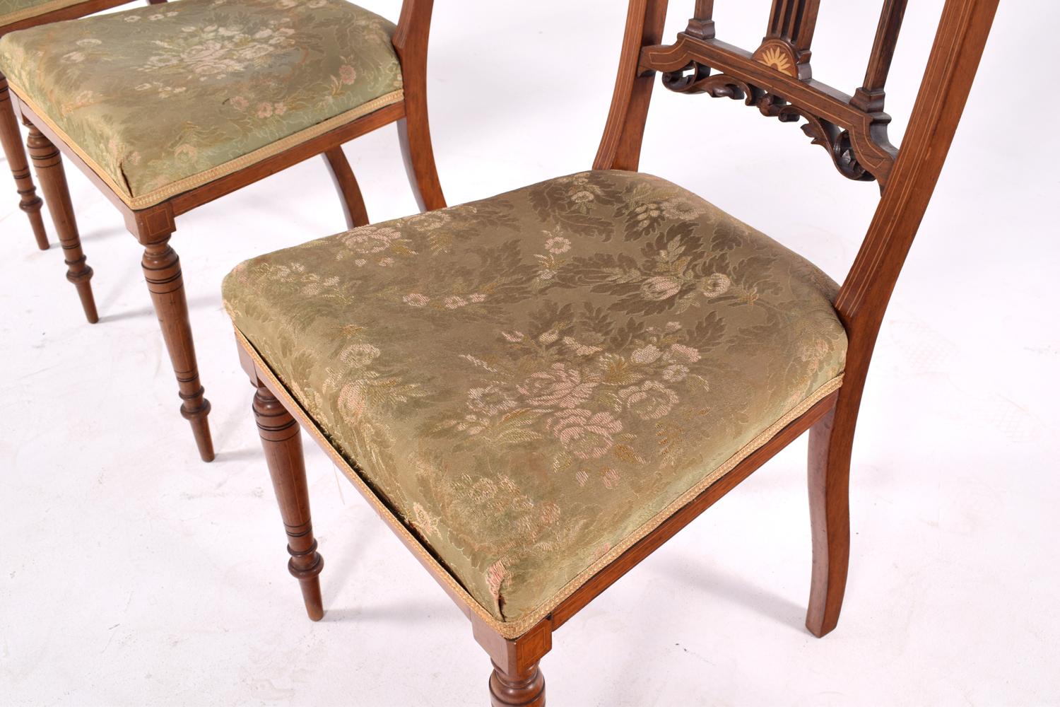 4 Edwardian Rosewood Inlaid Dining Chairs 3