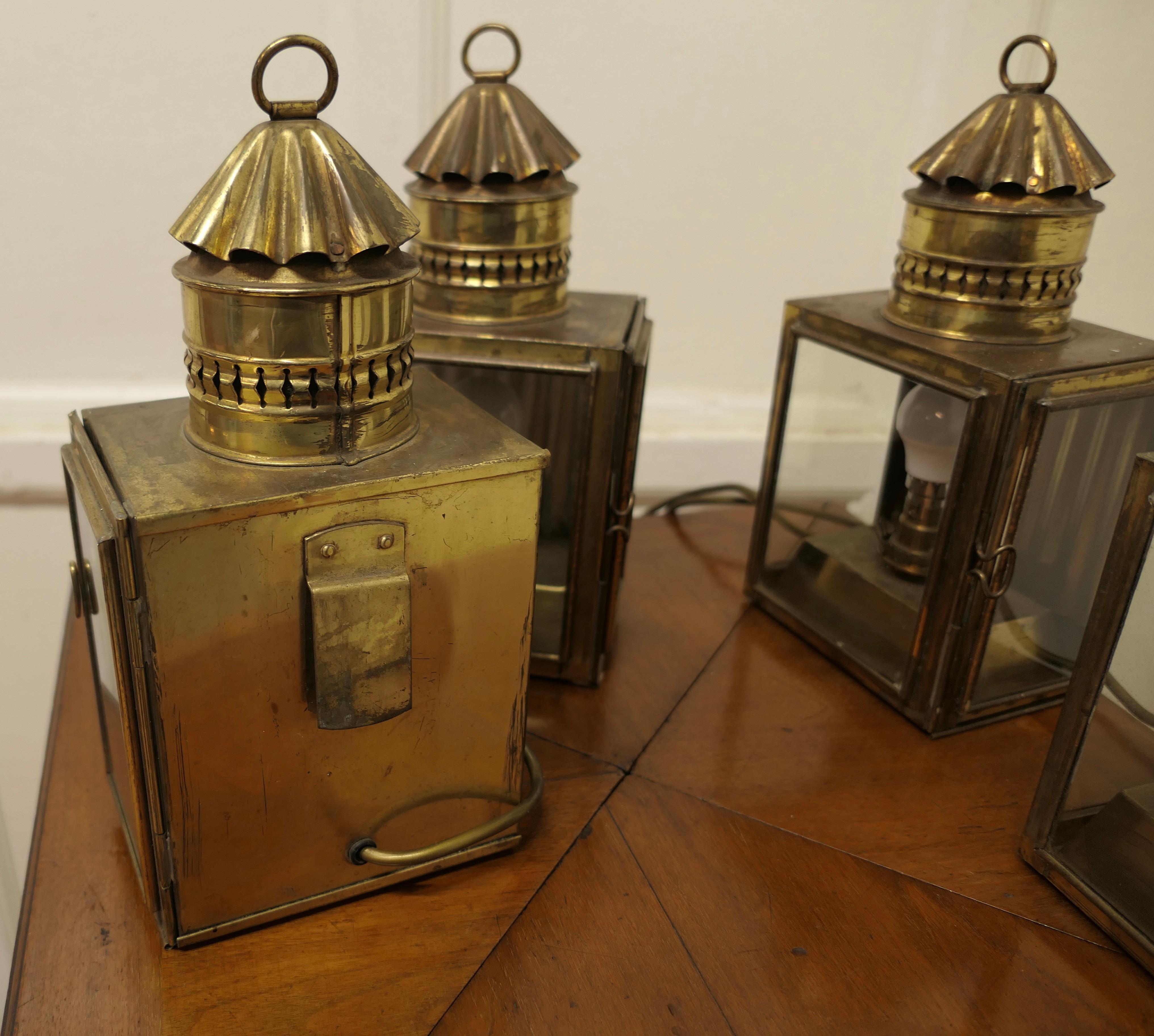 Victorian 4 Electrified Brass Carriage Lights, Oil Lamps For Sale