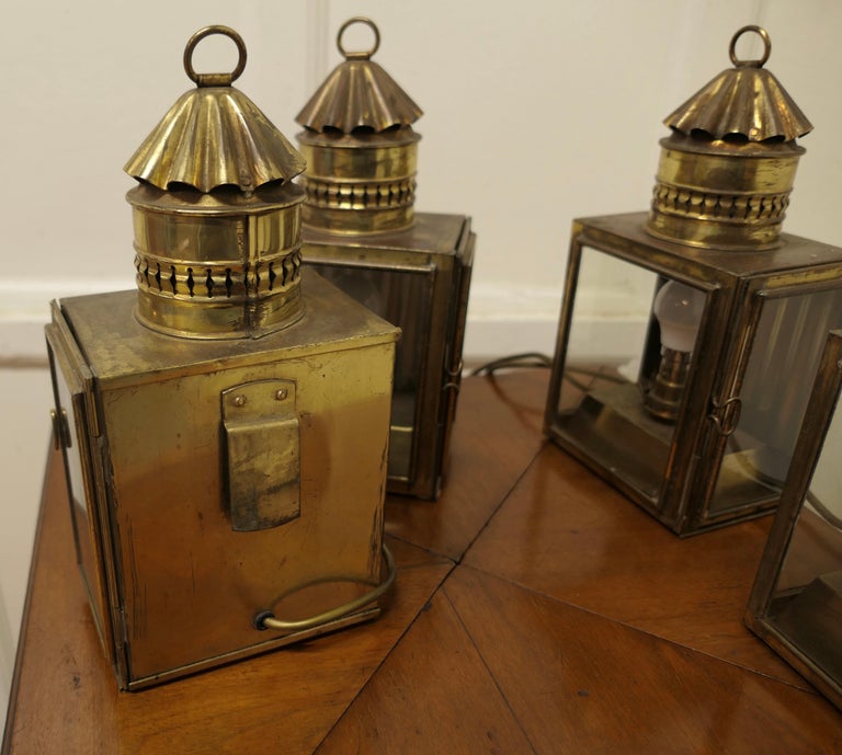4 Electrified Brass Carriage Lights, Oil Lamps For Sale at 1stDibs