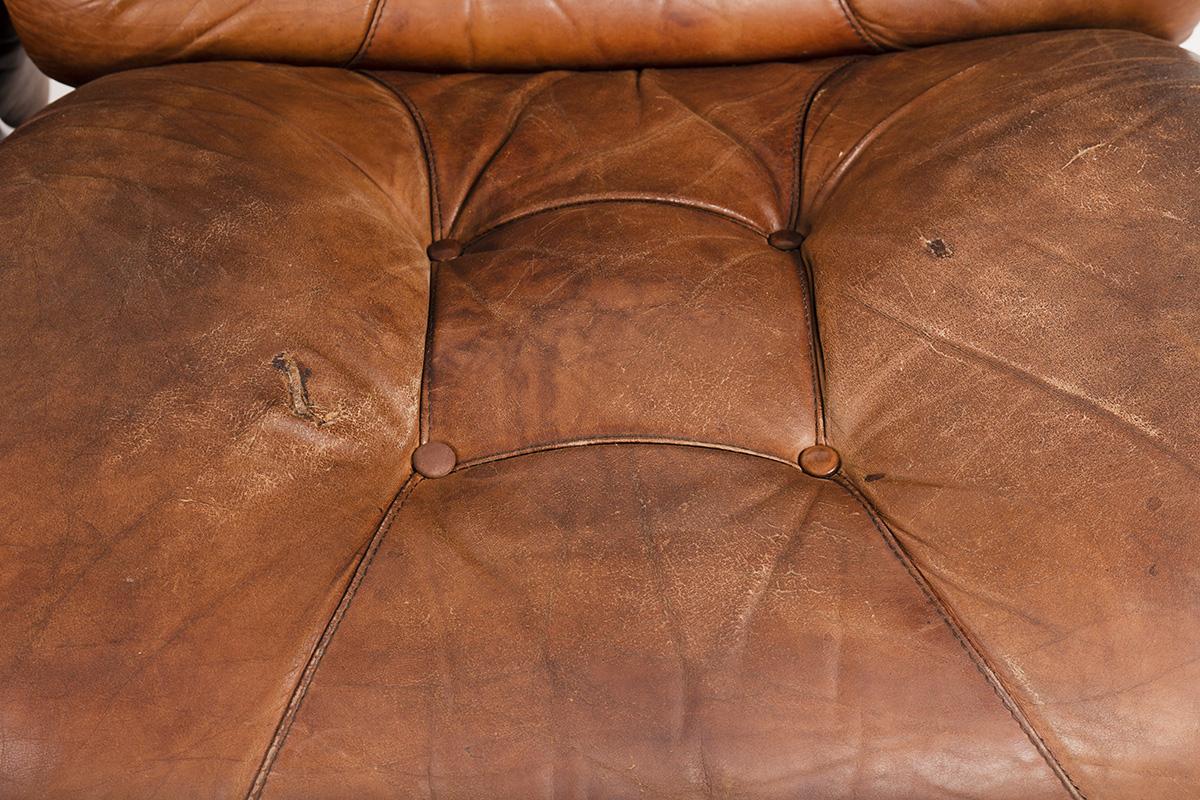 4 Elements Brown Leather Sofa by Corolla, 1970 1