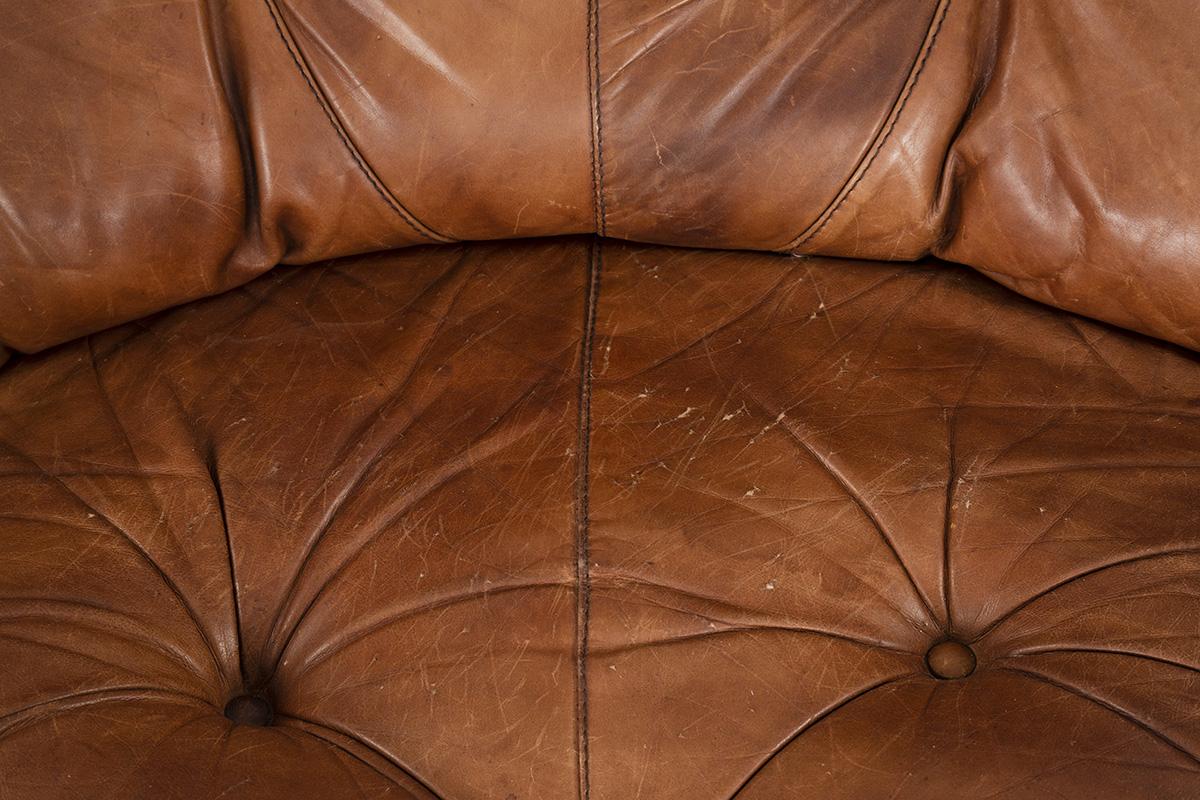 4 Elements Brown Leather Sofa by Corolla, 1970 2
