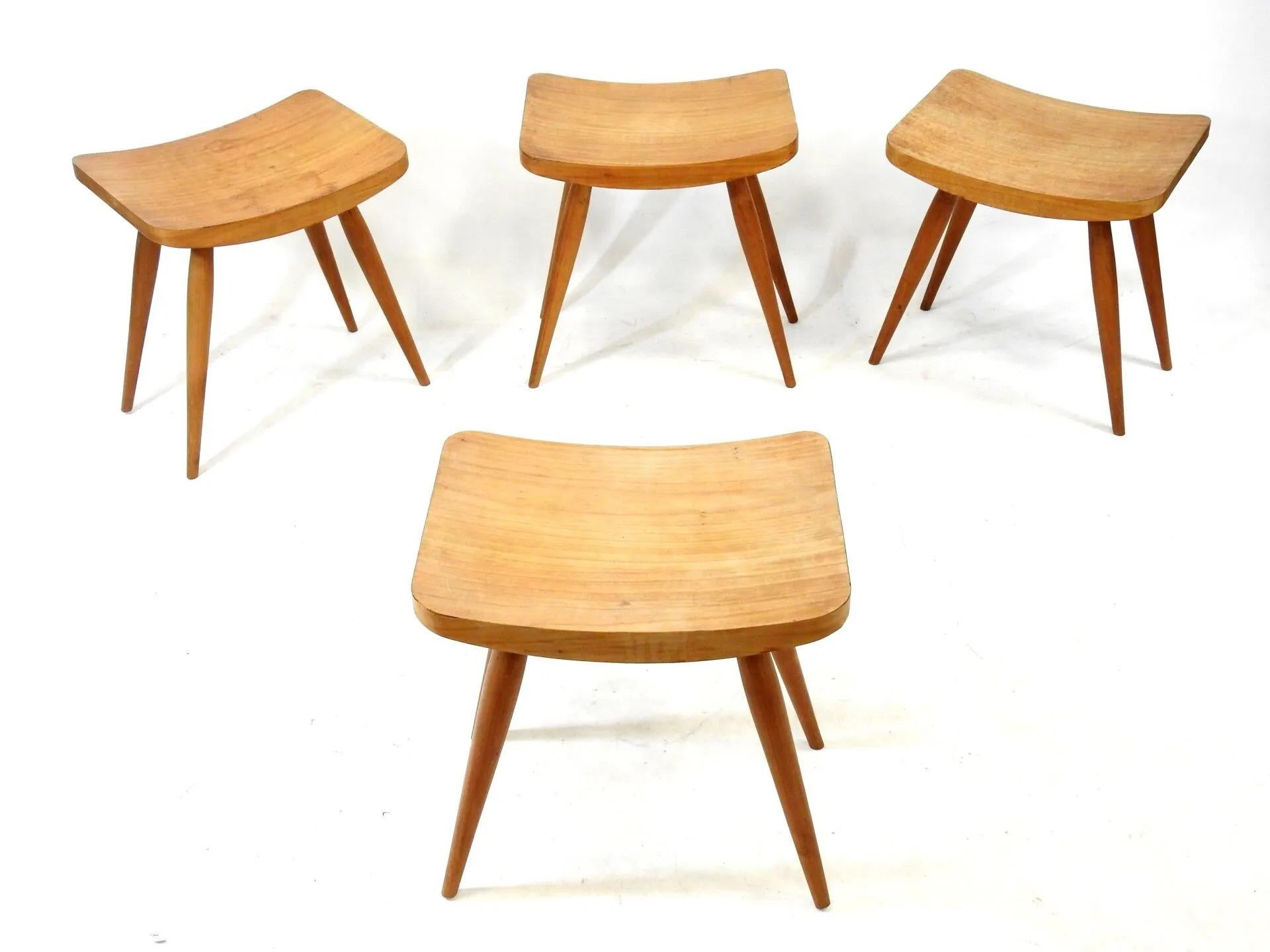 European 4 elm stools circa 1950/1960 For Sale