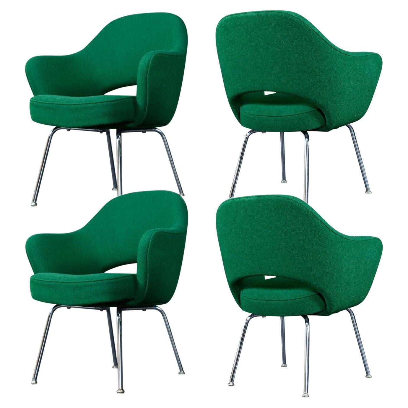 '4' Emerald Green Eero Saarinen for Knoll Executive Armchairs