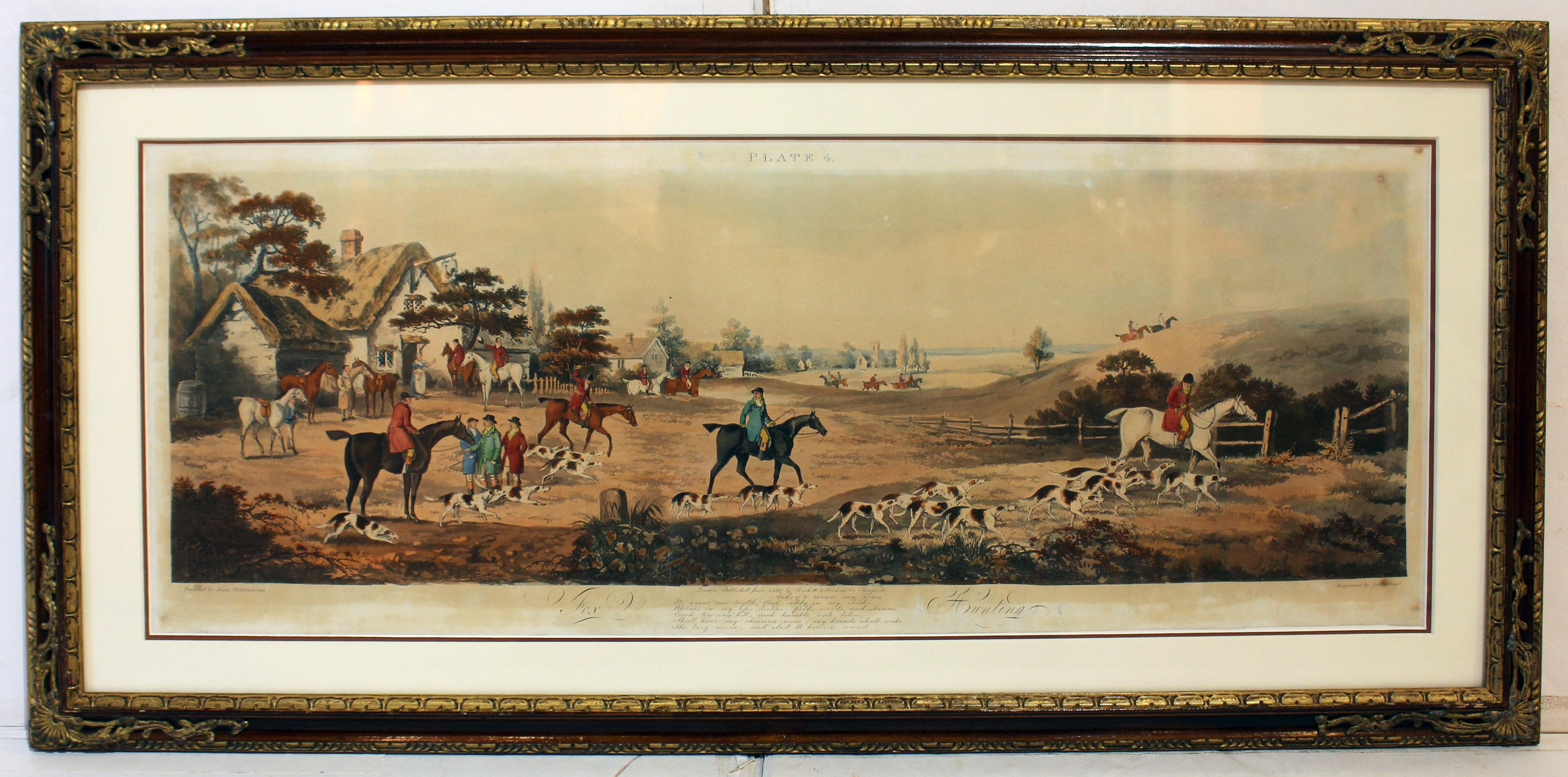 Inizio XIX secolo 4 Stampe di caccia inglesi dipinte da D. Wolstenholme e stampate da Sutherland, 1817 in vendita