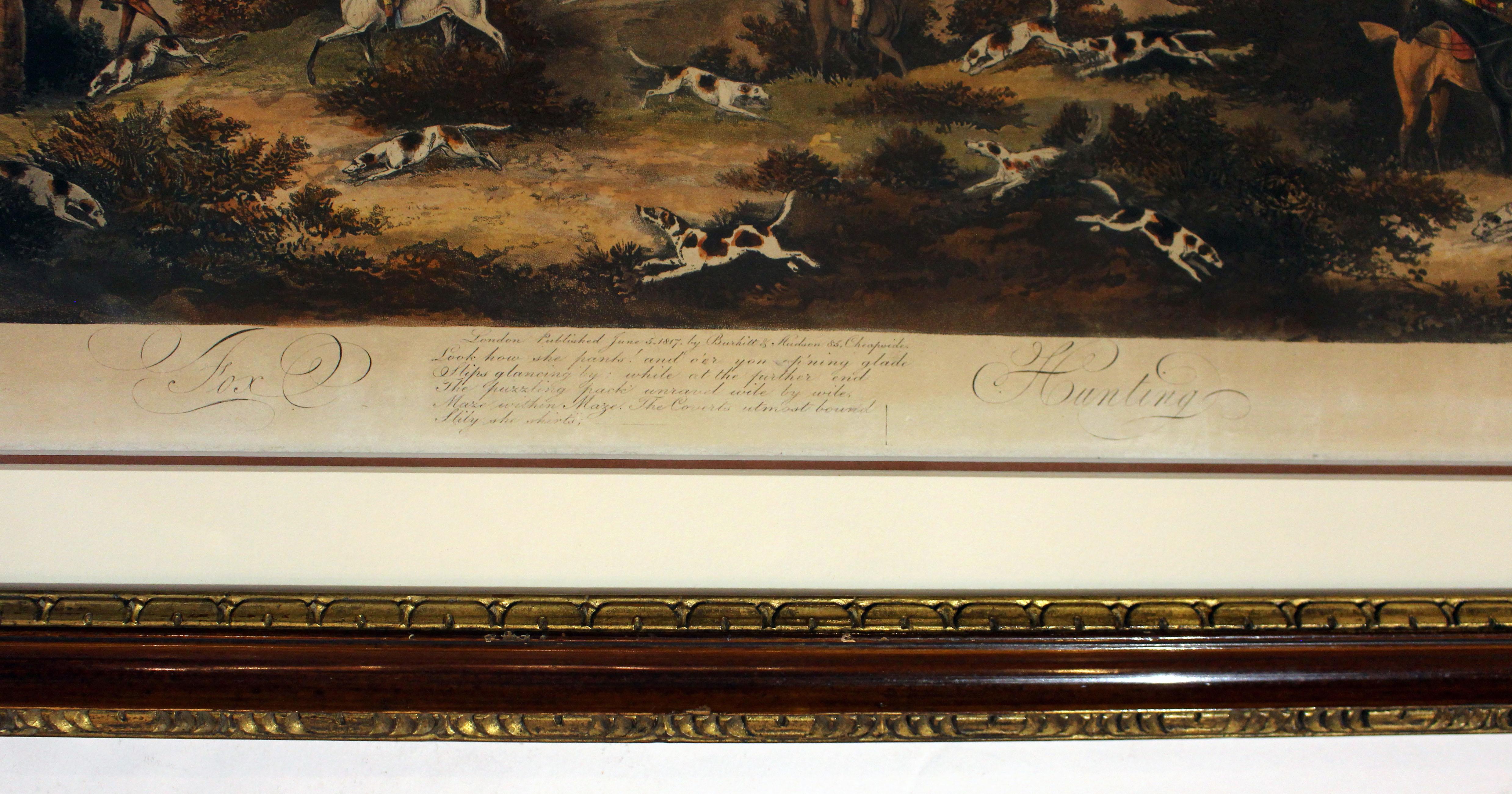 4 Stampe di caccia inglesi dipinte da D. Wolstenholme e stampate da Sutherland, 1817 in vendita 1