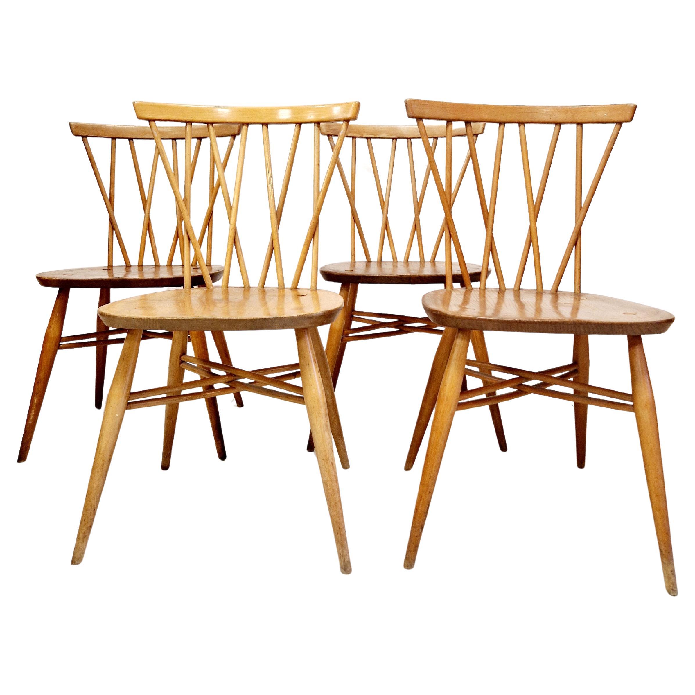 4 Chaises de salle à manger Ercol du milieu du siècle avec dossier en chandelier