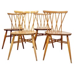 4 Chaises de salle à manger Ercol du milieu du siècle avec dossier en chandelier