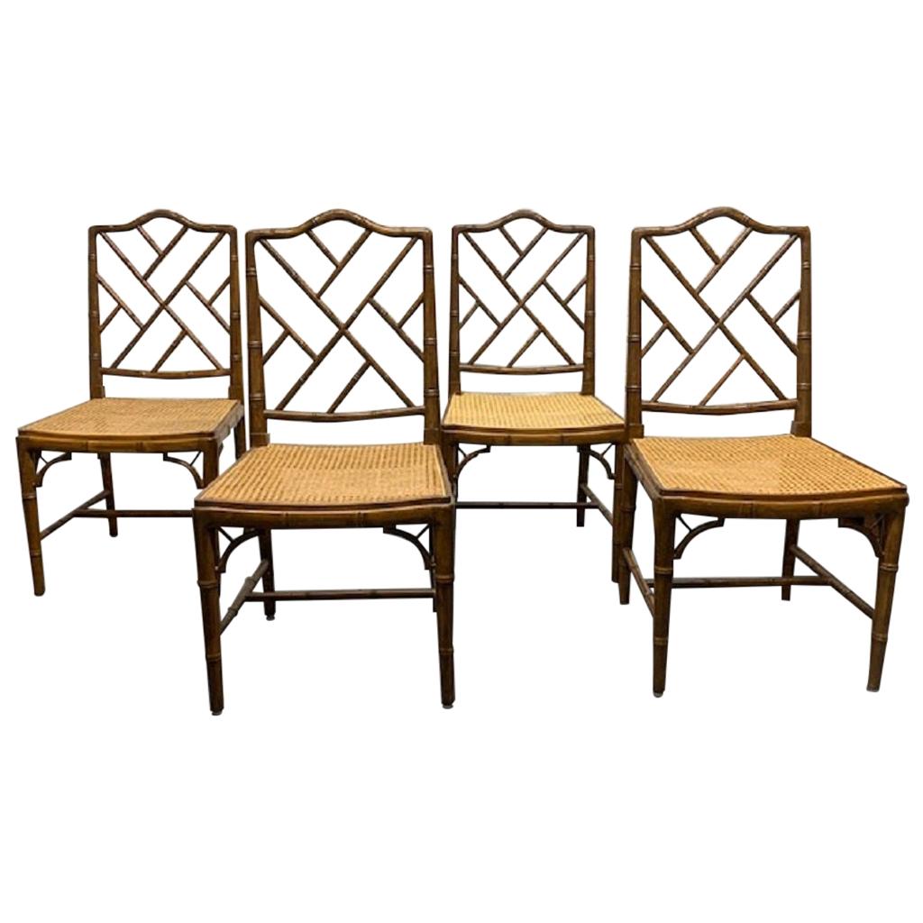4 Faux Bamboo Chinese Chippendale Style Chairs