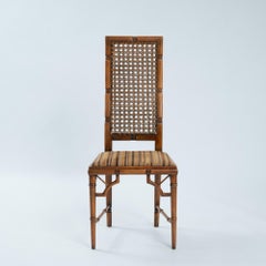 4 faux bamboo chinoisery highback dining chairs with cane webbing, 1970s