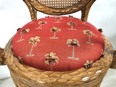 '4' Faux Bois Branch Cane Back Swivel Bar Stools