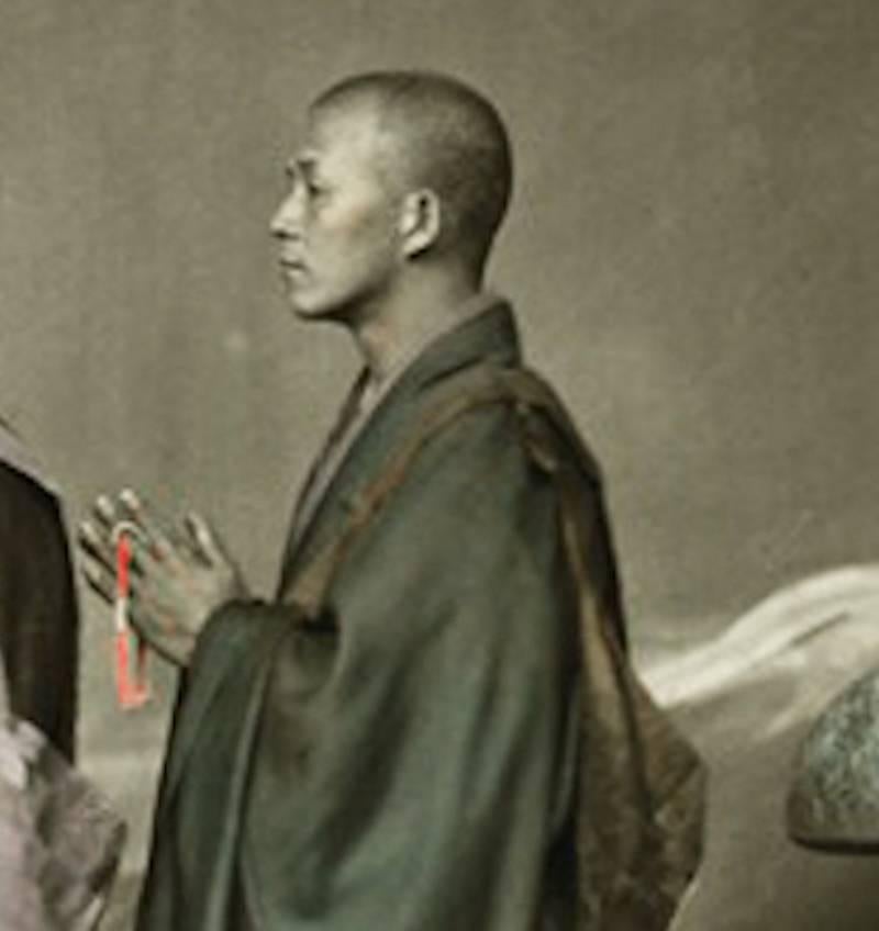 Vier handgemalte japanische Felice Beato Fotostudio Drucke, um 1860 1