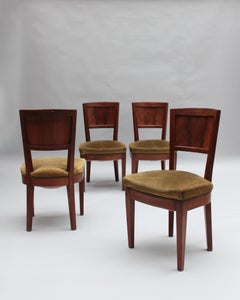 4 Fine French 1930s Walnut side chairs attributed to Francis Jourdain
