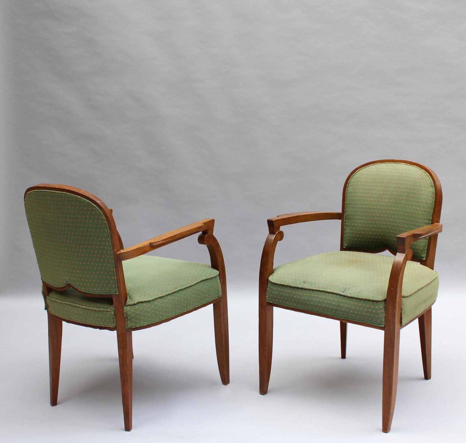 Art Deco 2 Fine French 1940s Mahogany Armchairs by Jules Leleu  For Sale