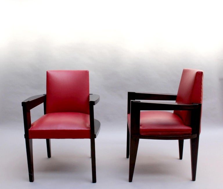 Blackened 4 Fine French Art Deco Armchairs by Andre Sornay