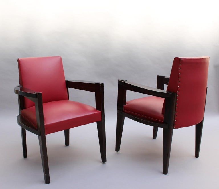 Faux Leather 4 Fine French Art Deco Armchairs by Andre Sornay
