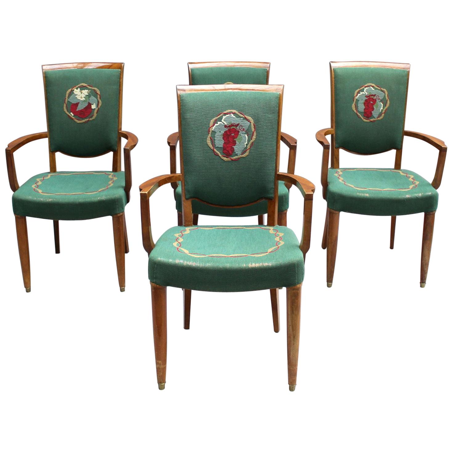 4 Fine French Art Deco Armchairs by Jules Leleu (2 on hold)
