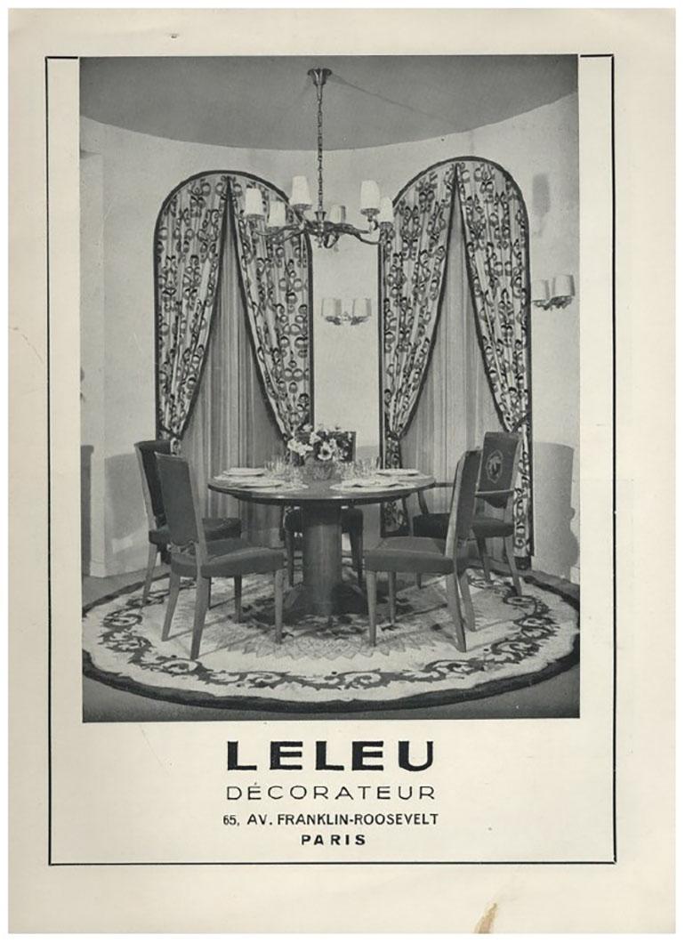 4 Fine French Art Deco Dining Chairs by Jules Leleu (2 arm chairs available) 9