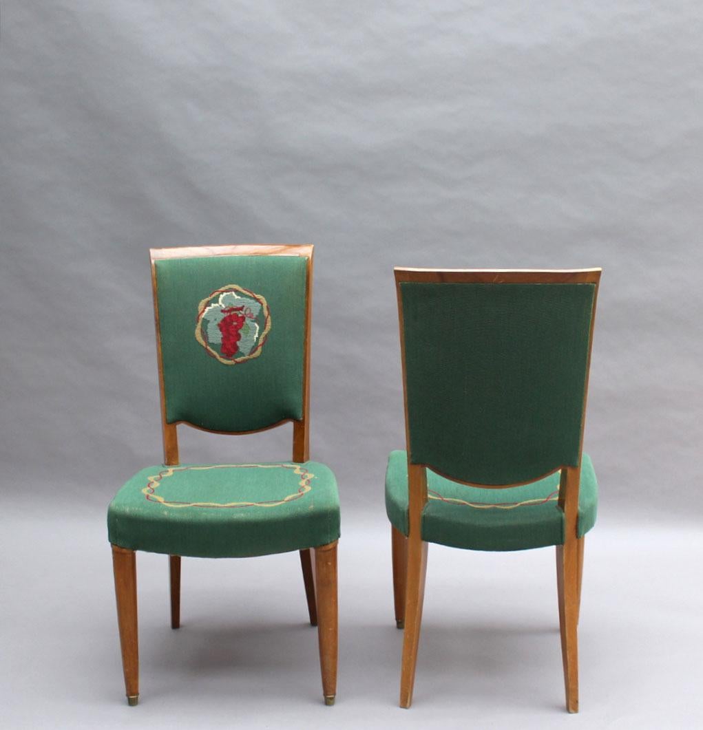 Français 4 chaises de salle à manger Art Déco françaises par Jules Leleu (2 fauteuils disponibles)