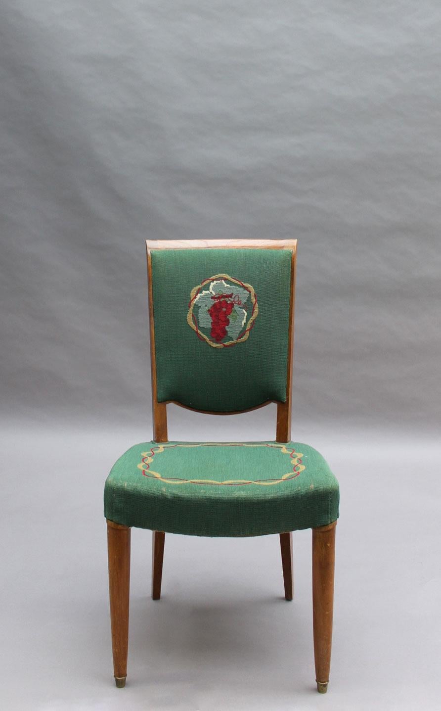 Milieu du XXe siècle 4 chaises de salle à manger Art Déco françaises par Jules Leleu (2 fauteuils disponibles)