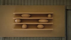4 Floating Shelves 6 Sculptural Pebbles Red Oak, Sereno by Joel Escalona
