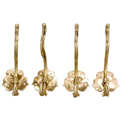 4 Floral Brass Hooks Jugendstil, circa 1907