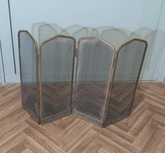 4 Fold Brass Fire Guard Screen