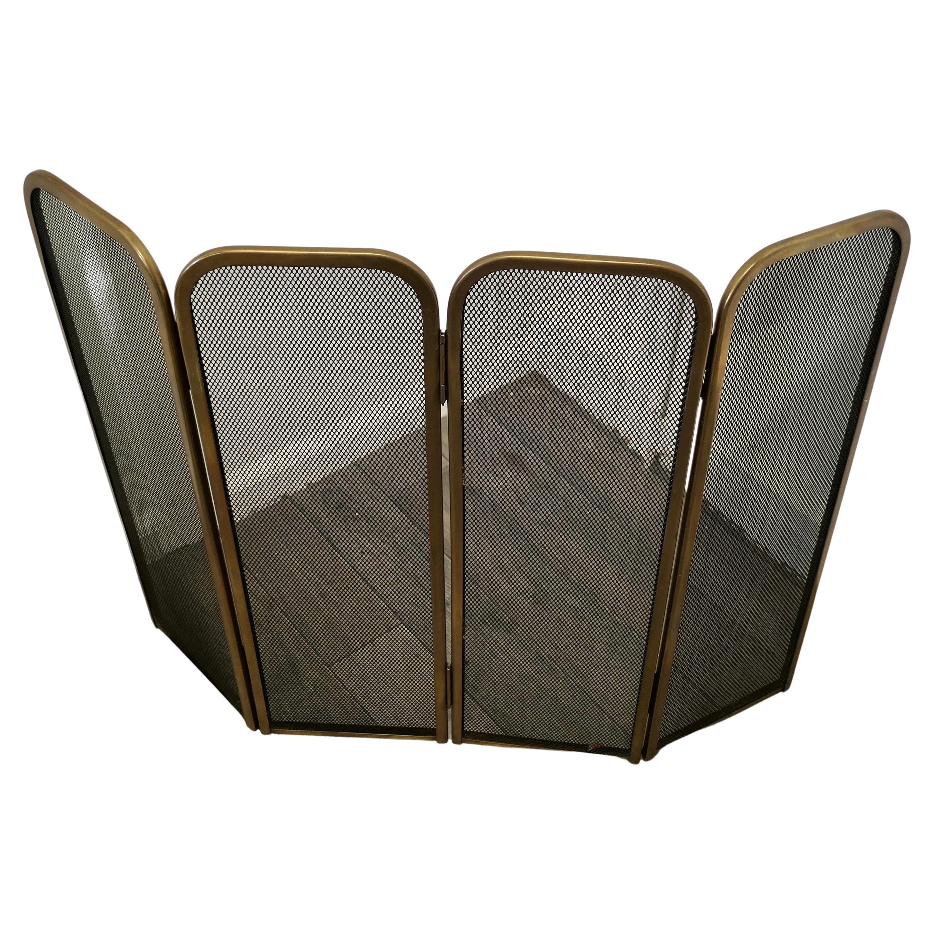 4 Fold Brass Fire Guard Screen This Very Useful Spark Guard For Sale