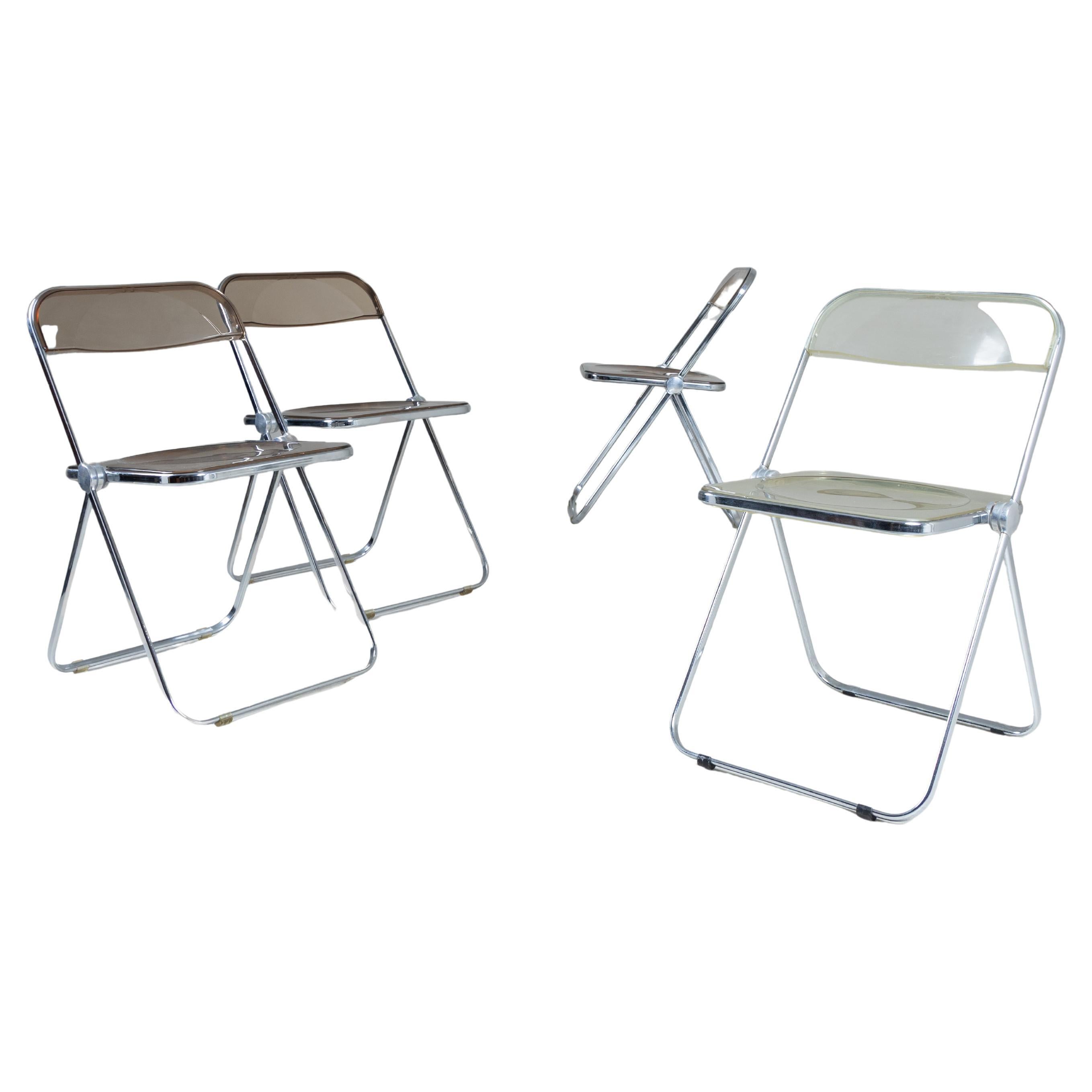 4 foldable Plia chairs, Giancarlo Piretti Anonima Castelli 1967 plastic
