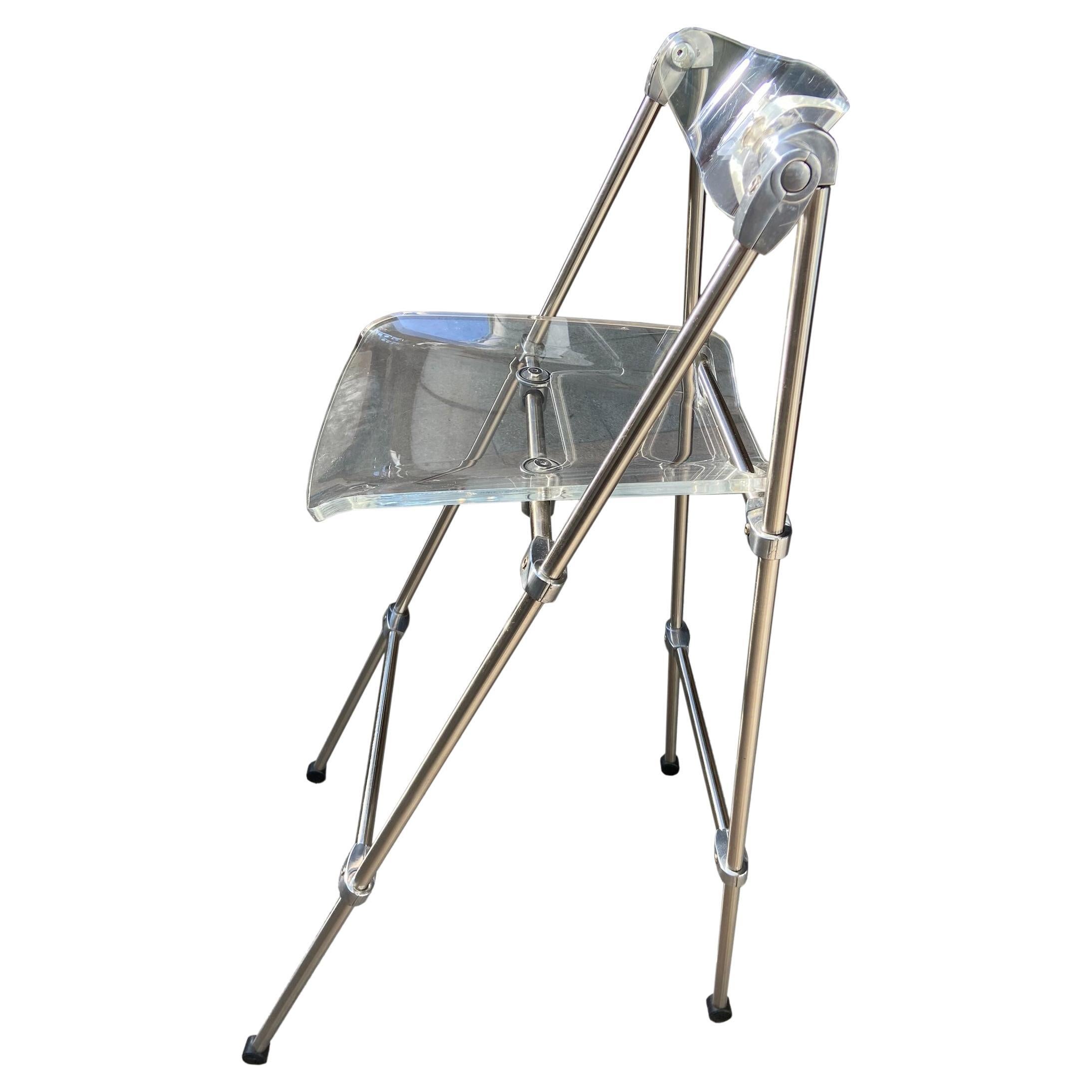 4 chaises de bar pliantes en métal et plexiglas transparent de la cuisine en vente