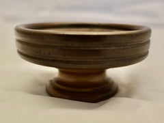 Folk Art Treen Set, 19th Century, Fruitwood Bowl, Stand & Jar, Antique