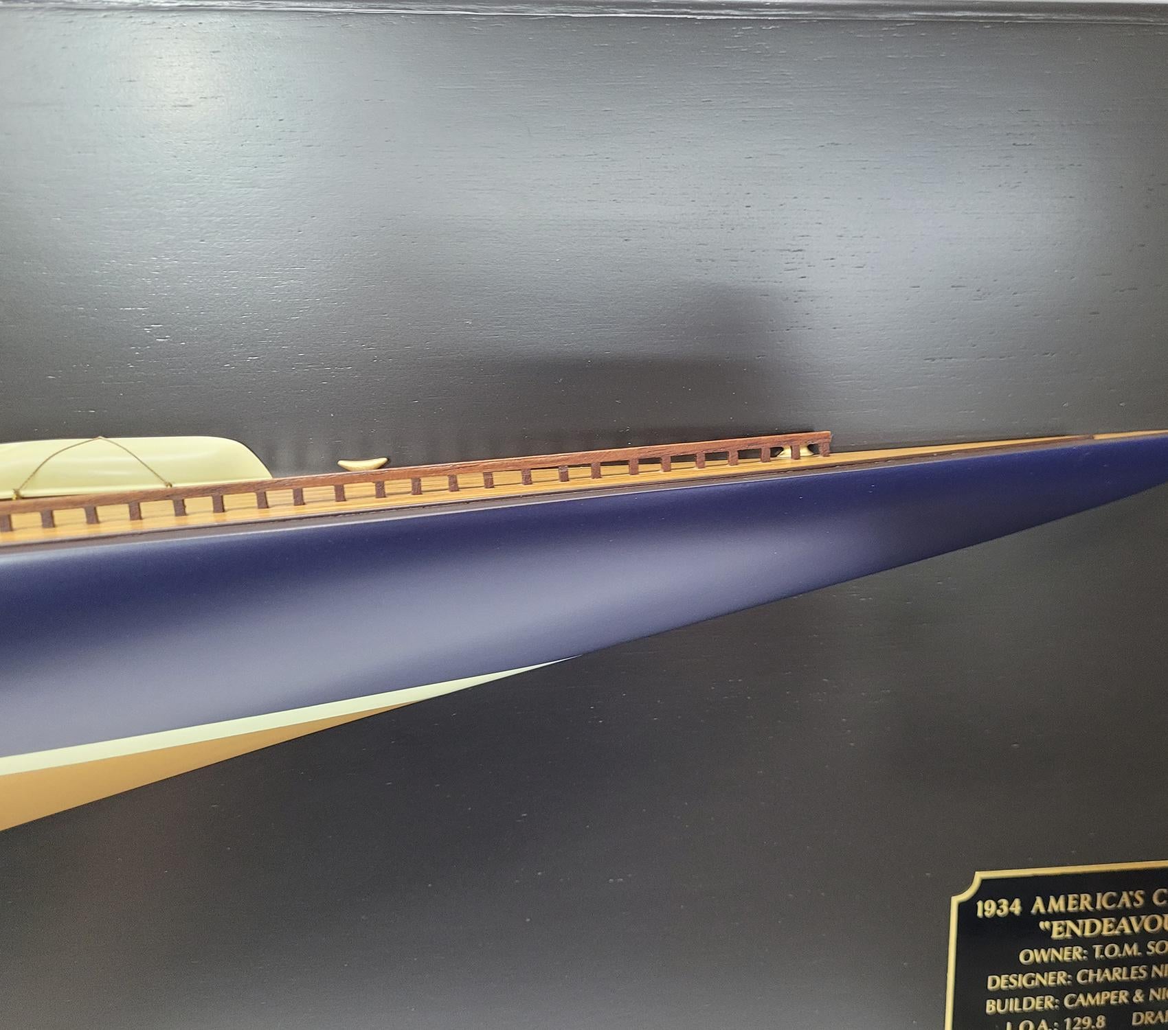 4- Foot Half Model of the J Class Yacht Endeavor, Gold In New Condition For Sale In Norwell, MA