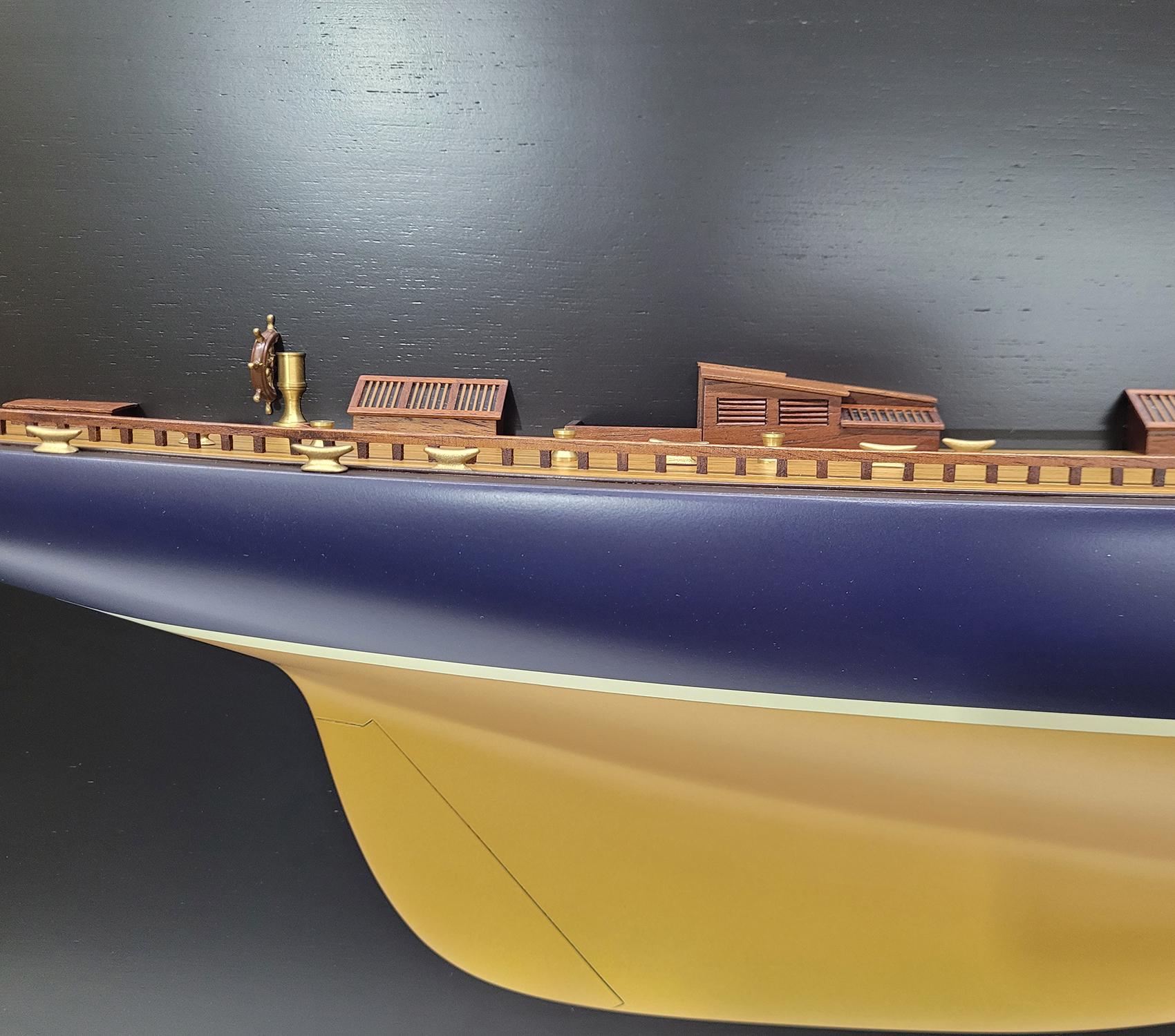 Wood 4- Foot Half Model of the J Class Yacht Endeavor, Gold For Sale