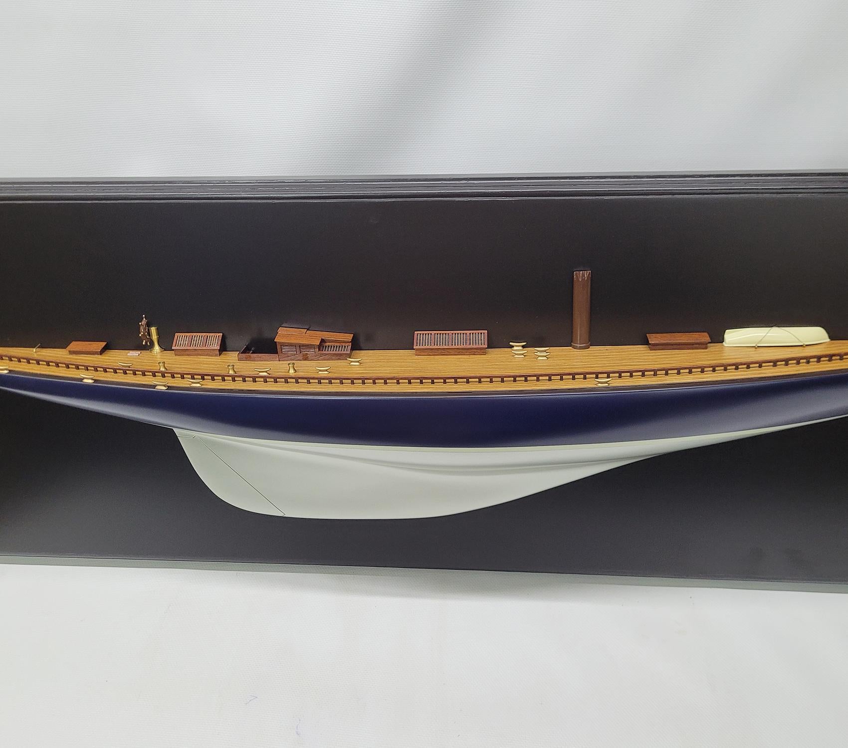 4- Foot Half Model of the J Class Yacht Endeavor, Silver For Sale 9
