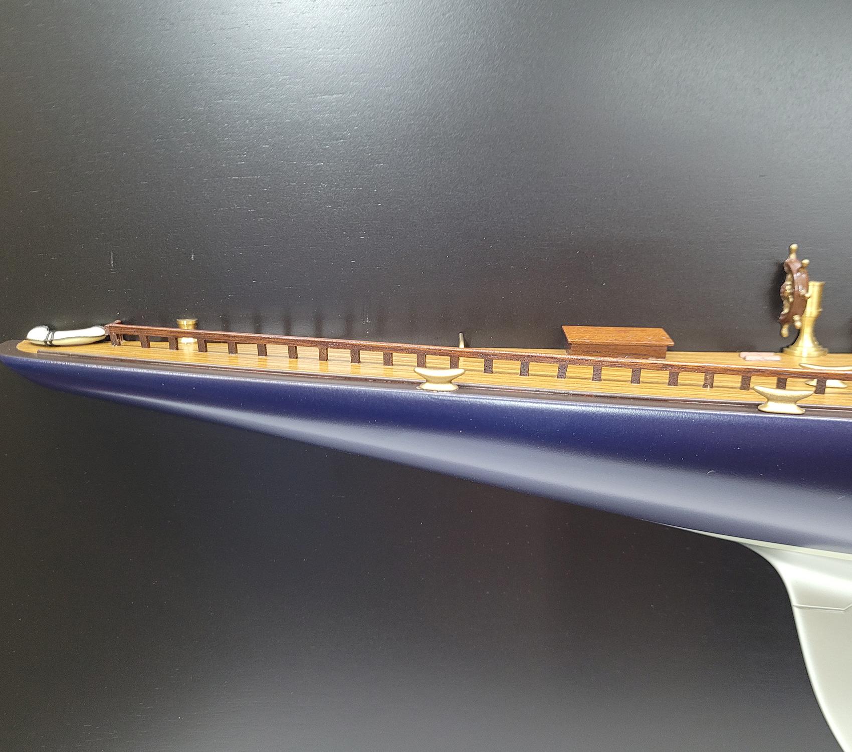 Wood 4- Foot Half Model of the J Class Yacht Endeavor, Silver For Sale