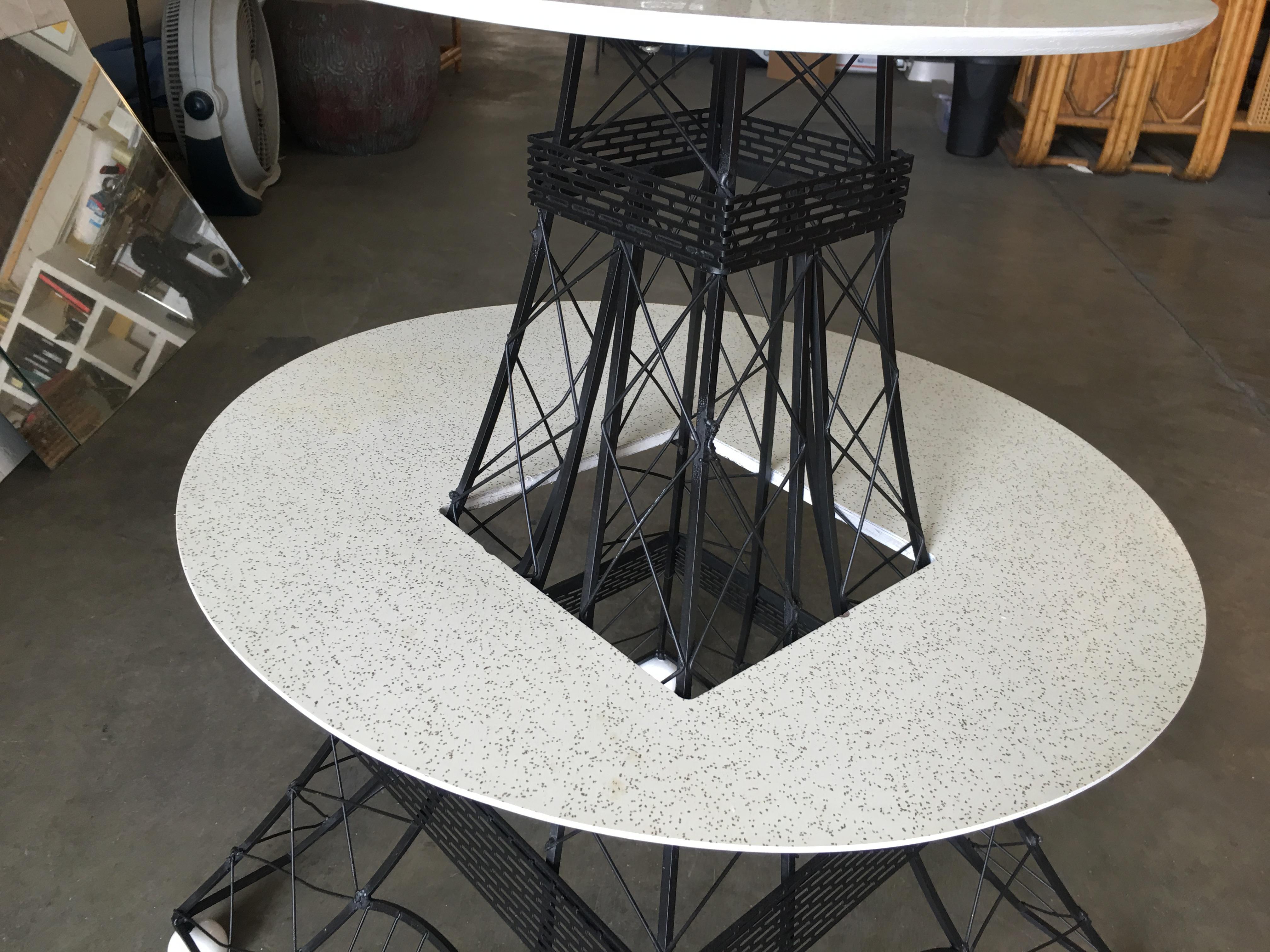 American Midcentury Two-Tier Eiffel Tower Brass Sculptural Cocktail Table For Sale