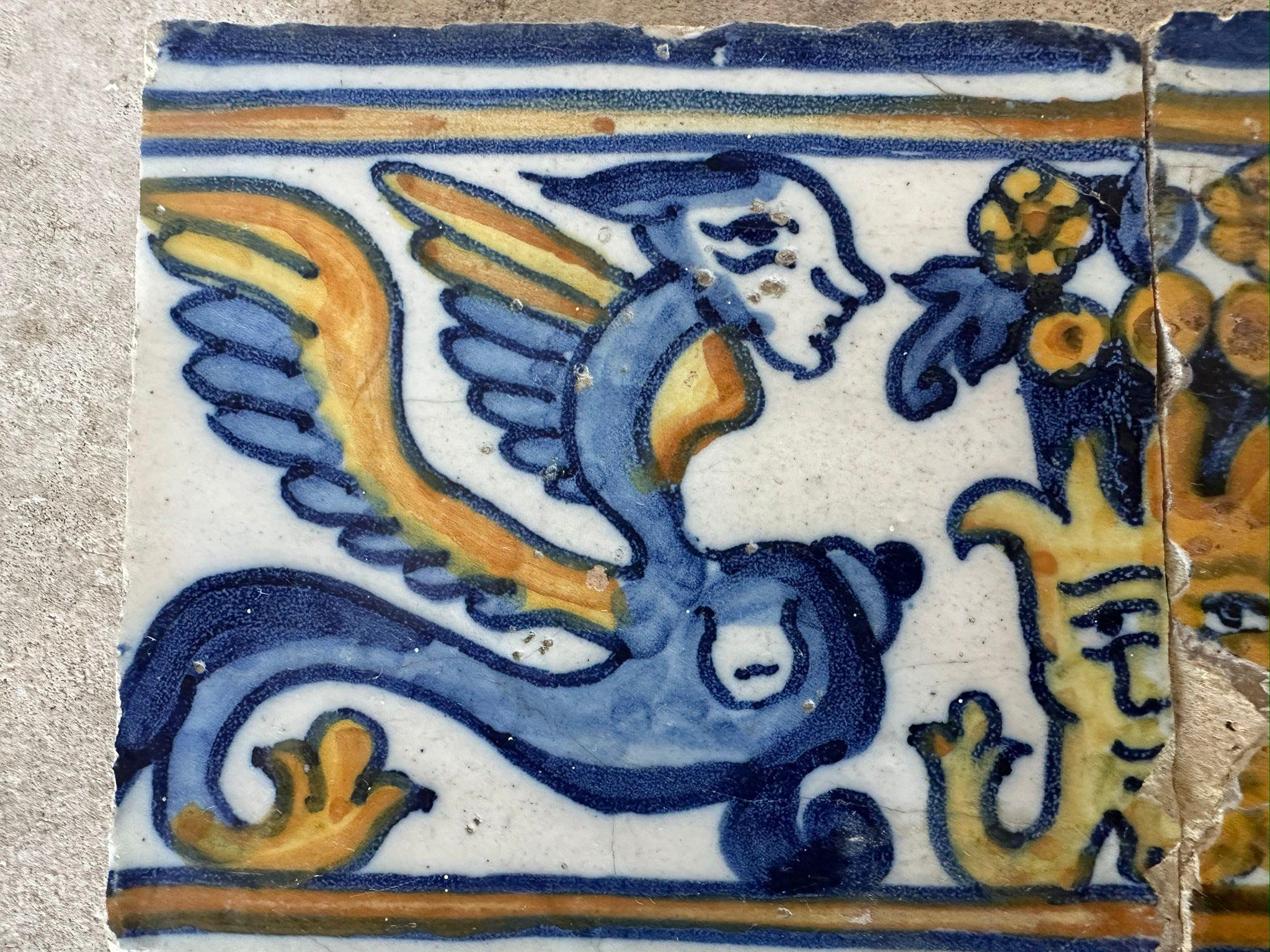 (4) Quatre carreaux portugais, 16e siècle (1530/1550) Articles de collection très rares en vente 1