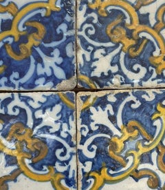 (4) Four Portuguese Tiles 17th Century (1630/1680) Very Rare Collectible