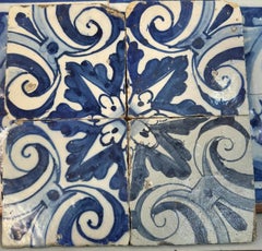 (4) Four Portuguese Tiles 17th Century (1630/1680) Very Rare Collectible